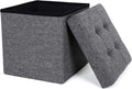 SONGMICS Mazie Collection - Tabouret de Rangement, Repose-Pieds Pliable de 38 cm, Petit Pouf, Montage Facile, pour Salon, Chambre, Entrée, Gris Foncé LSF27Z