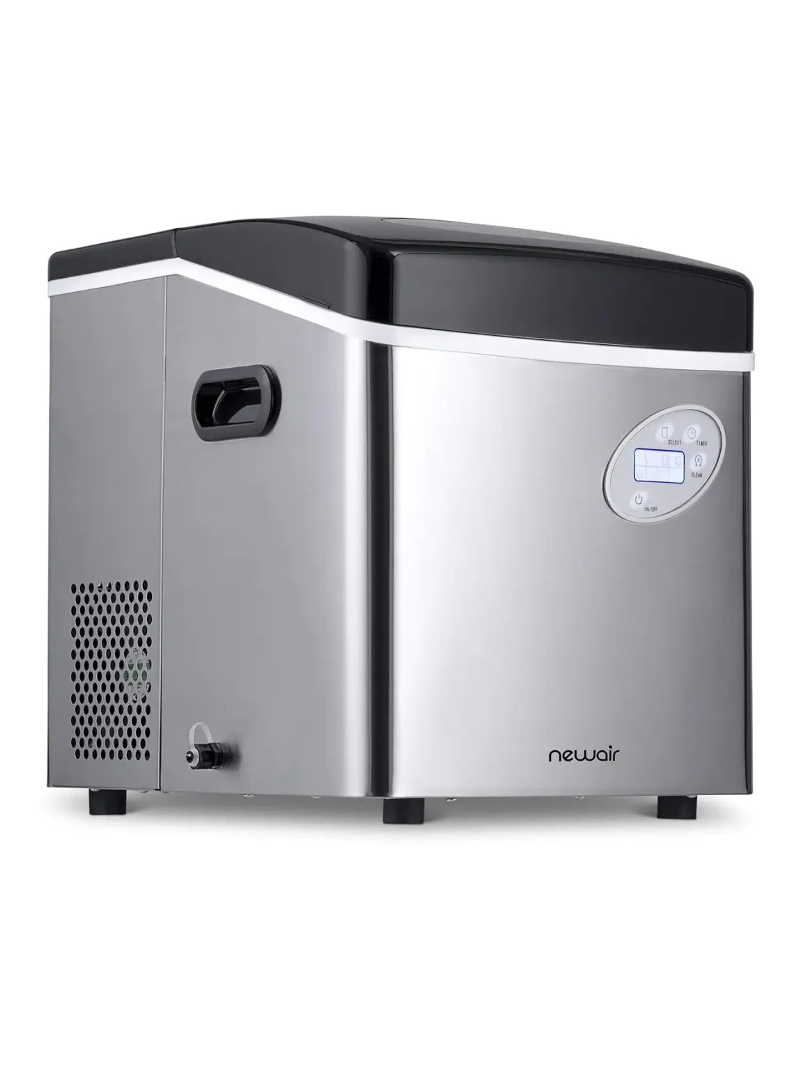 Newair Portable Ice Maker 50 lb. Daily, 12 Cubes in Under 7 Minutes - Compact Countertop Design - 3 Size Bullet Shaped Ice - for Kitchen/Office/RV/Bar - Stainless Steel